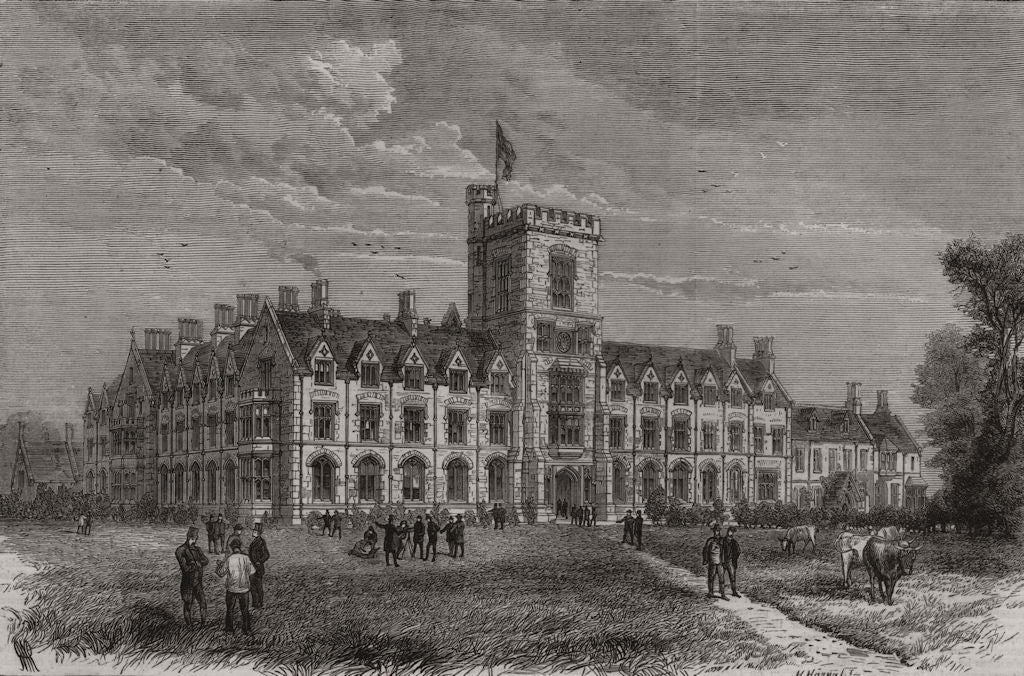 The Royal Agricultural College, Cirencester - south front. Gloucestershire 1881